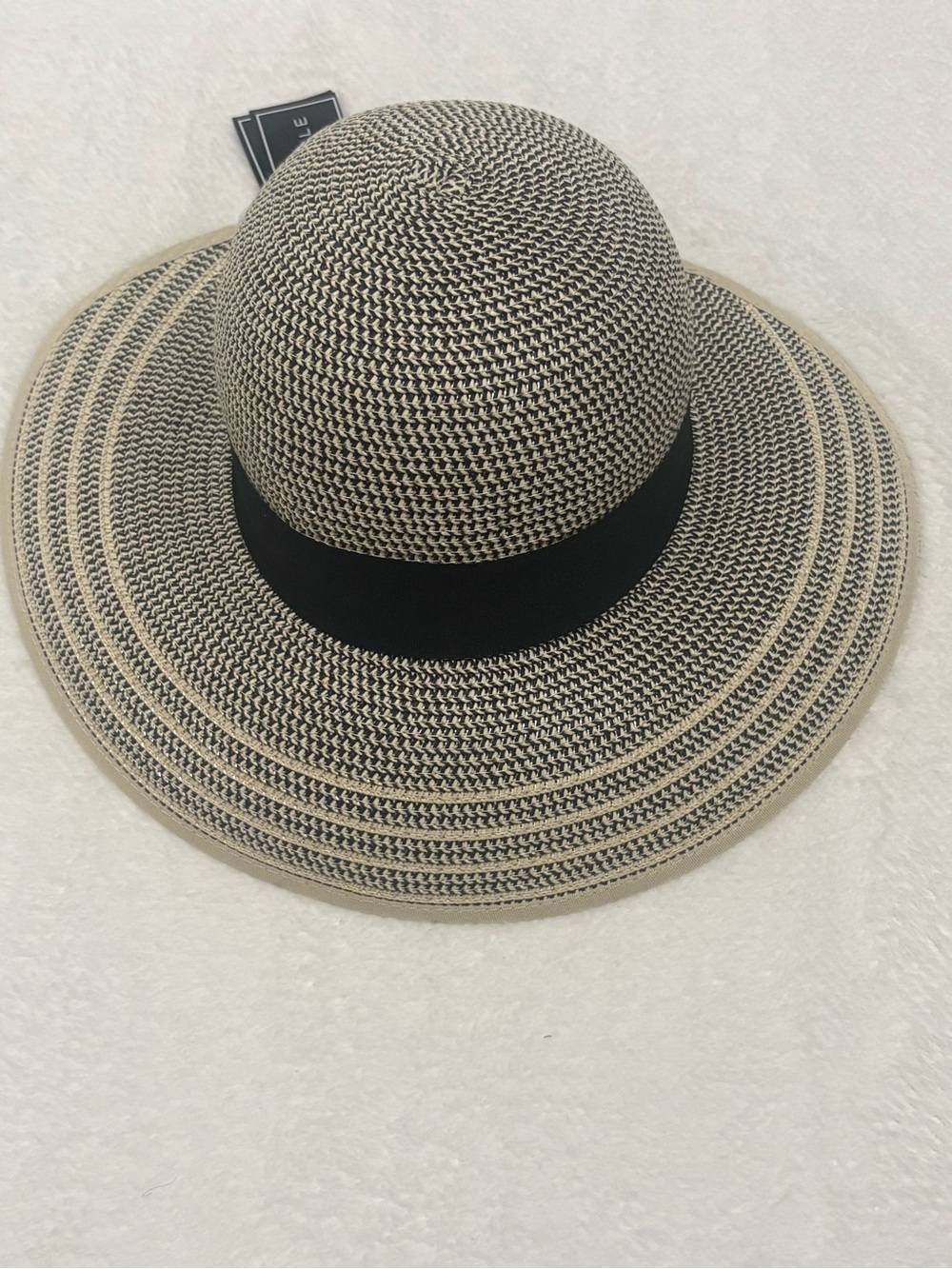 Magid Beige and Black Wide Brim Sun Hat